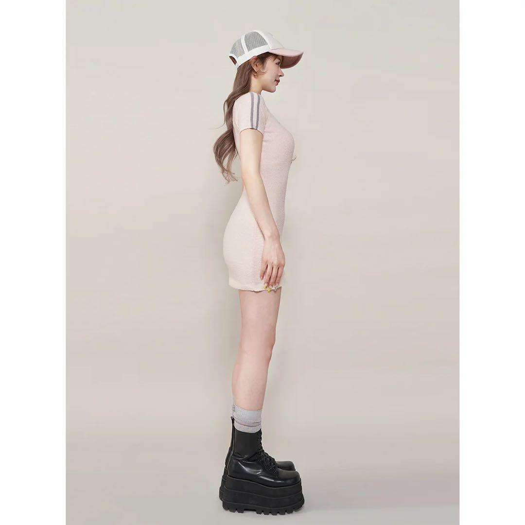 Darich ラインパイルニットミニワンピース