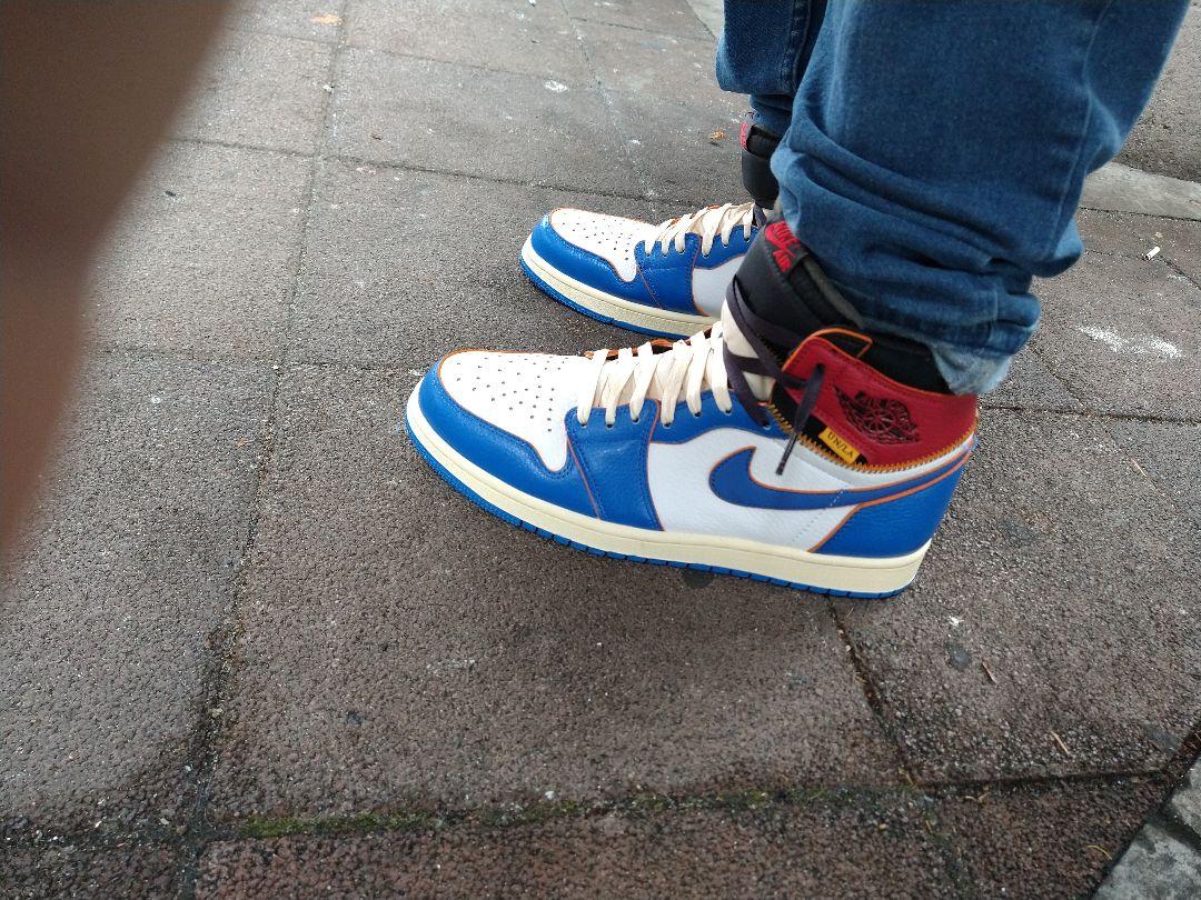 期間限定セール 1 Jordan Air Nike 青/白/赤 union ハイカット シューズ(男性用)