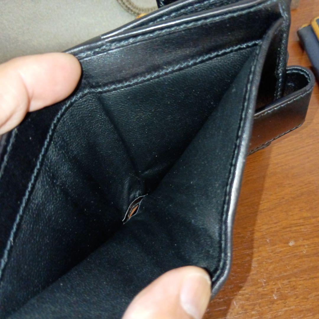 GUCCI　財布　ブラック　革　ダブルホック　美品!