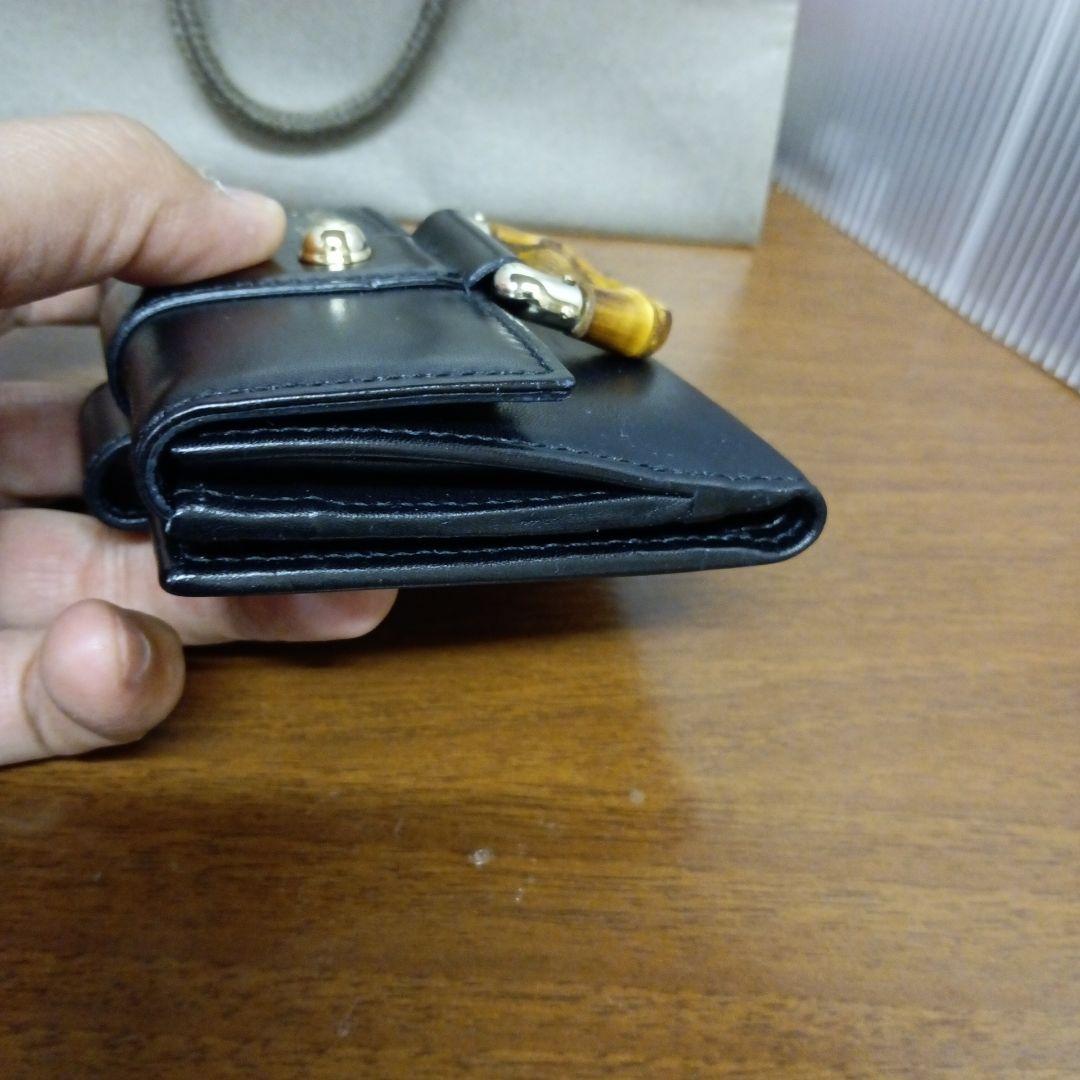 GUCCI　財布　ブラック　革　ダブルホック　美品!