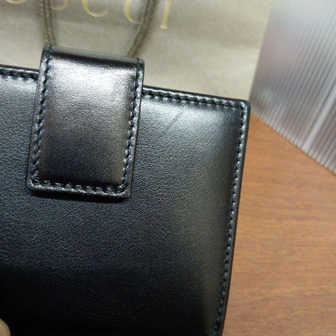 GUCCI　財布　ブラック　革　ダブルホック　美品!