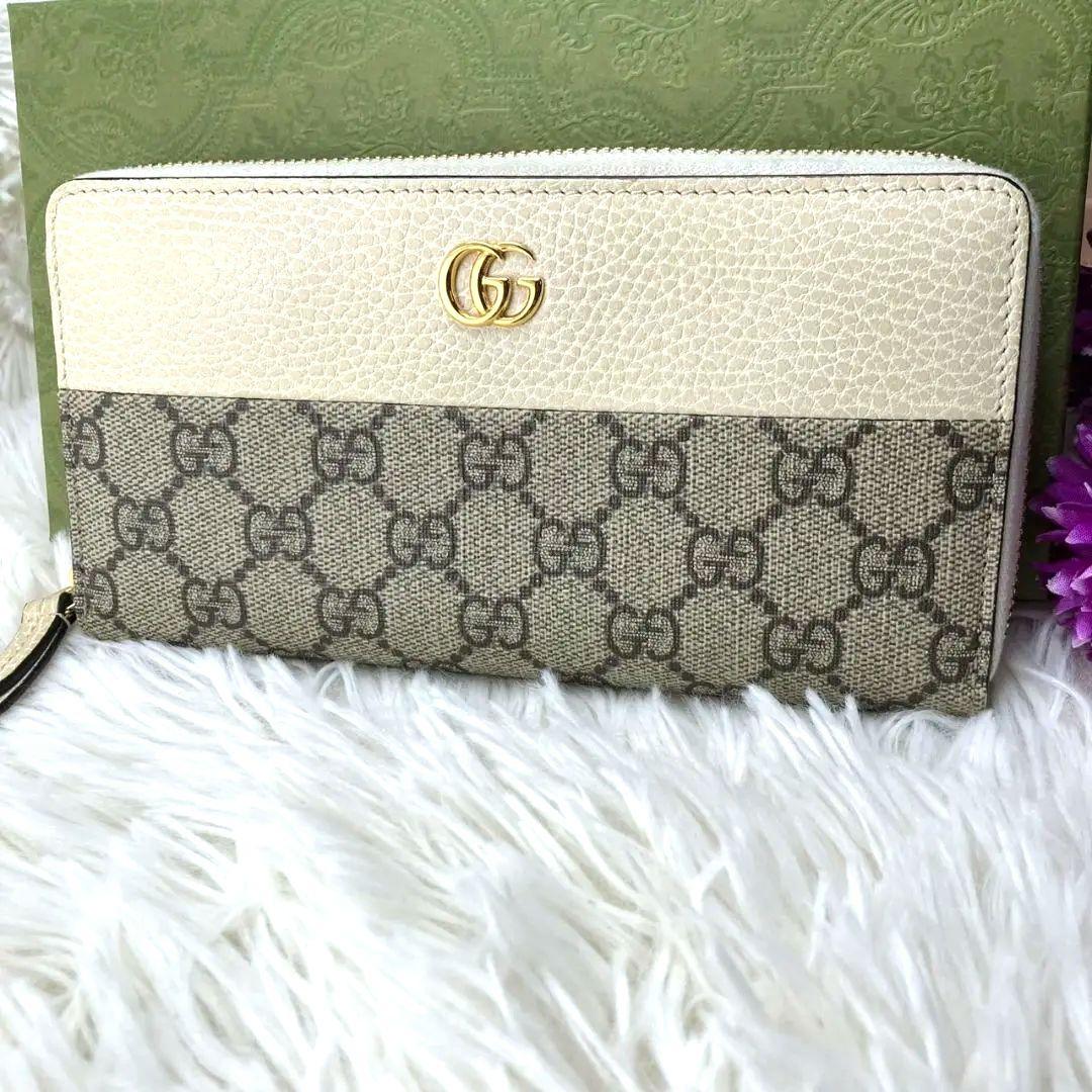 【現行・未使用級】GUCCI 長財布 GG柄 スプリーム マーモント クリーム
