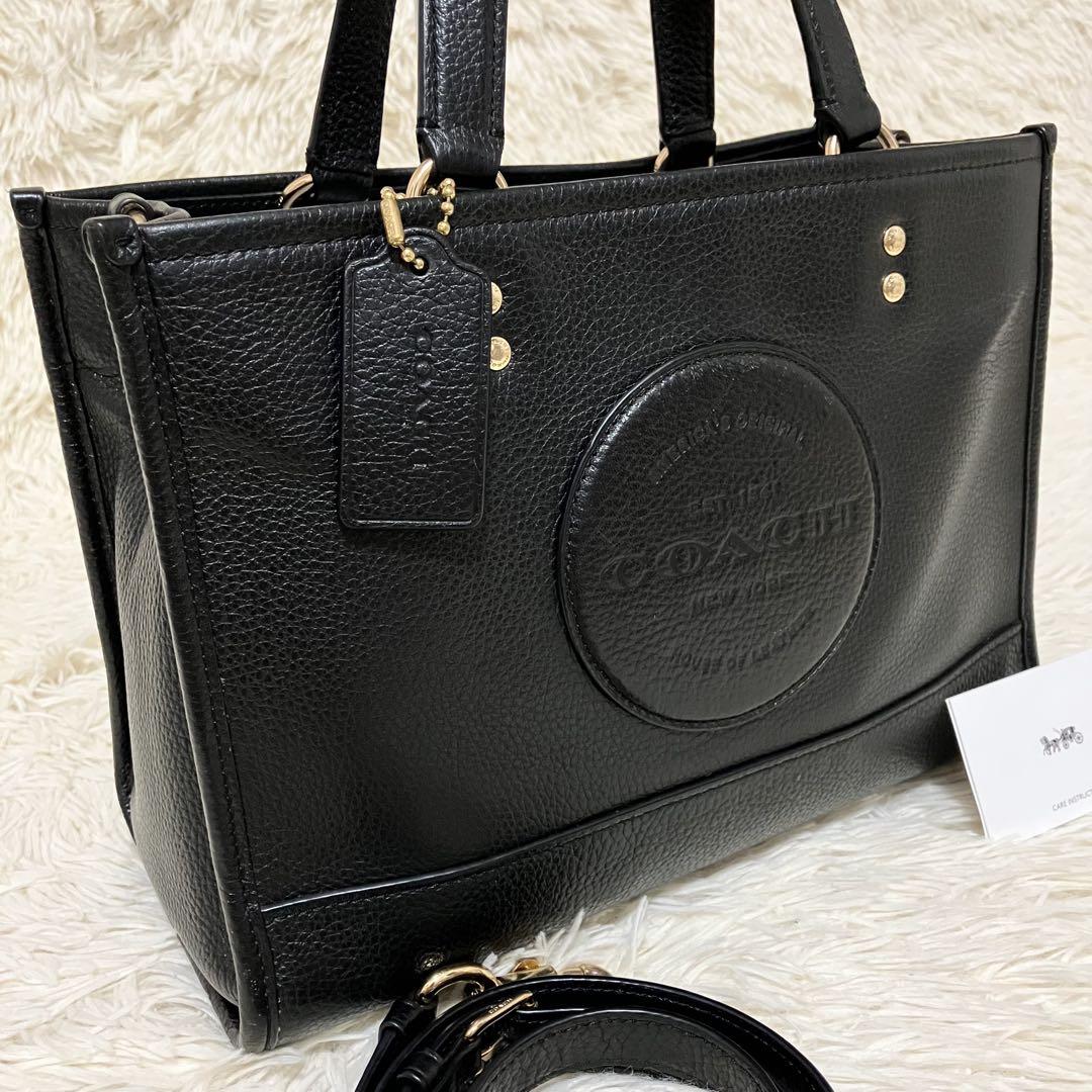 美品 COACH ハンドバッグ 2wayデンプシー キャリーオール シボ 黒 COACH＊デンプシーキャリーオール 2way レザーブラック - メルカリ