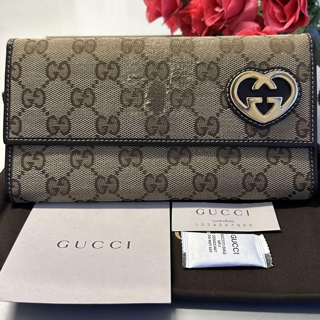 未使用に近い‼️ グッチ　GUCCI 財布　長財布　ラブリーハート　GGキャンバス