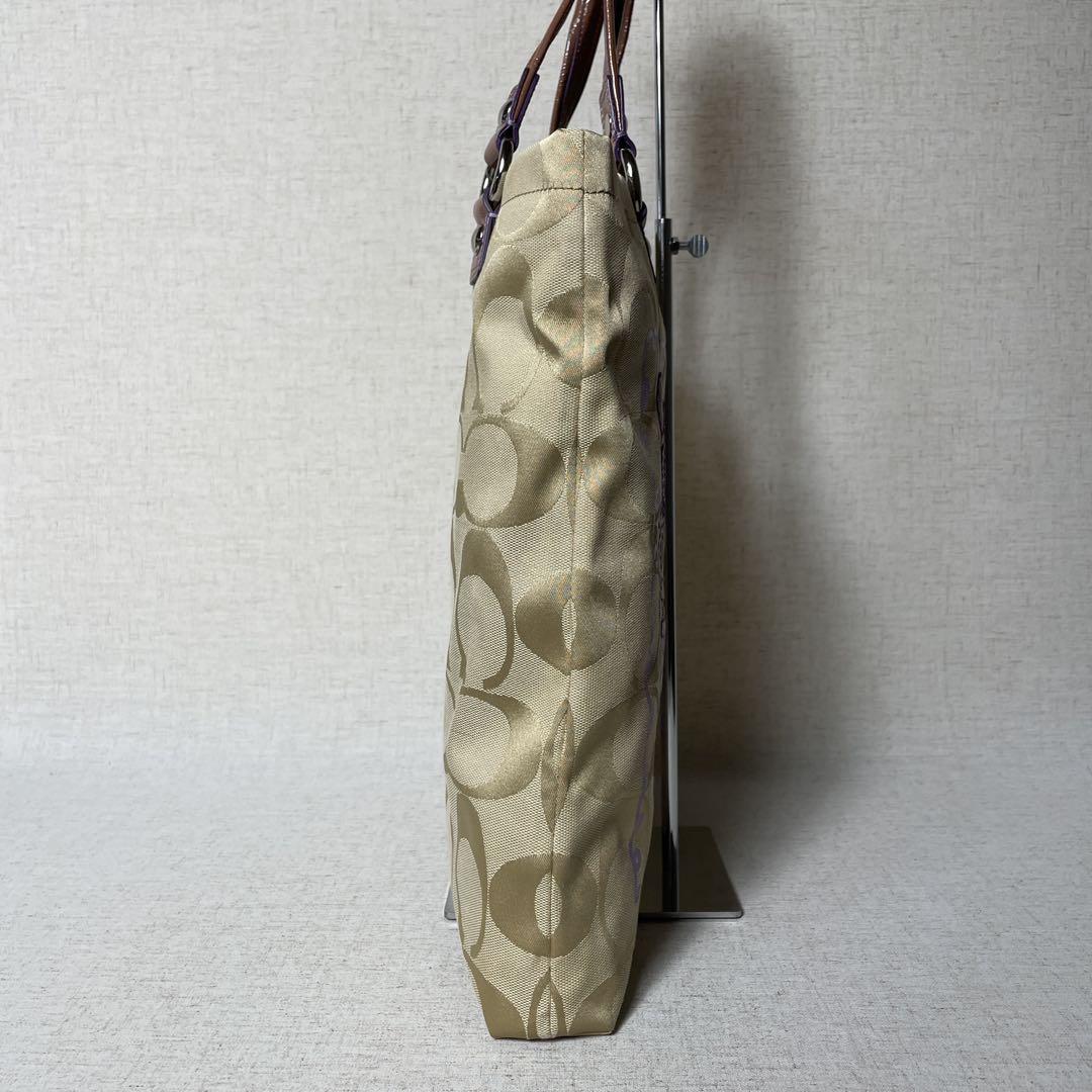 2504-235｜美品｜コーチ シグネチャー トートバッグ パープル 柄