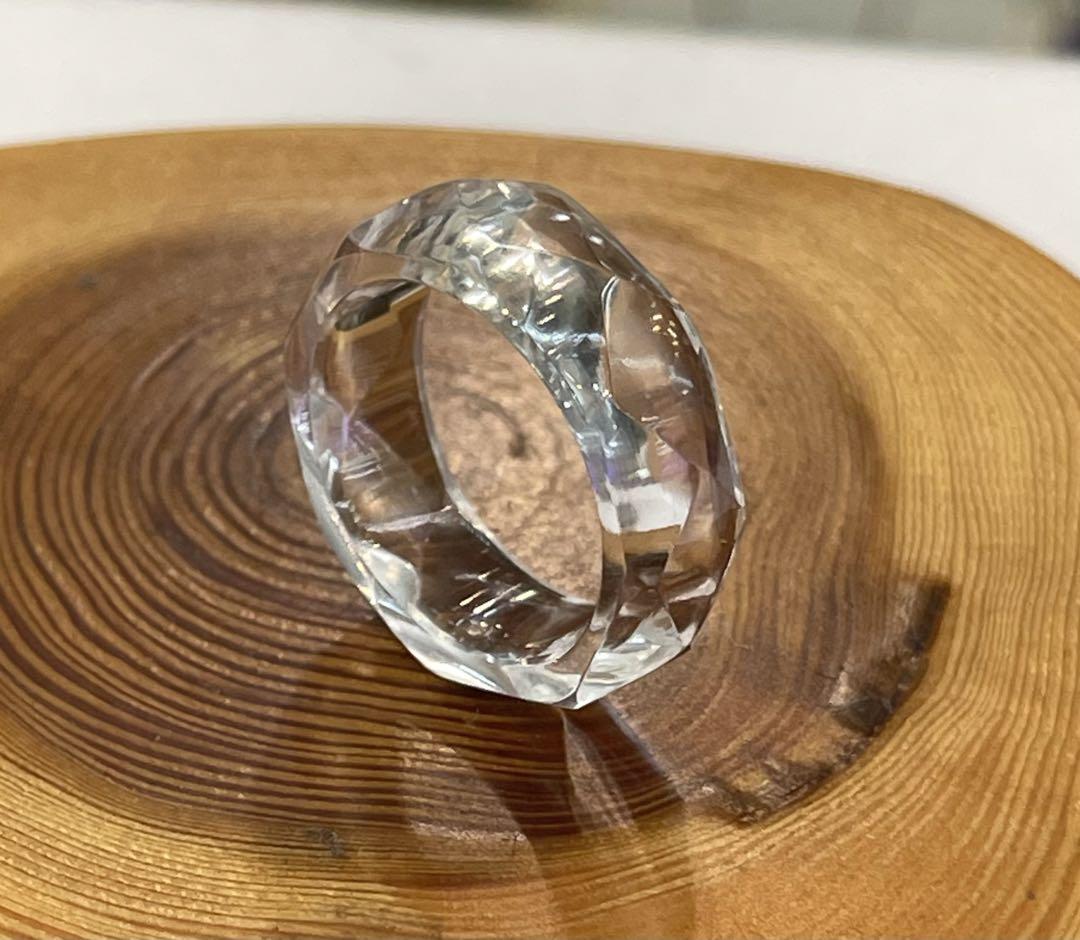 厳選　ガネッシュヒマール産ヒマラヤ水晶　くりぬきリング10号　手作り カット