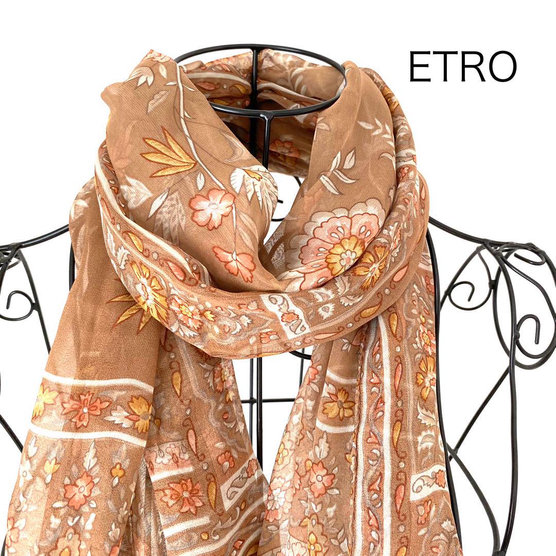 ETRO　大判ストール ETROシルクシフォン大判ストール 花柄67cm×160cm - メルカリ