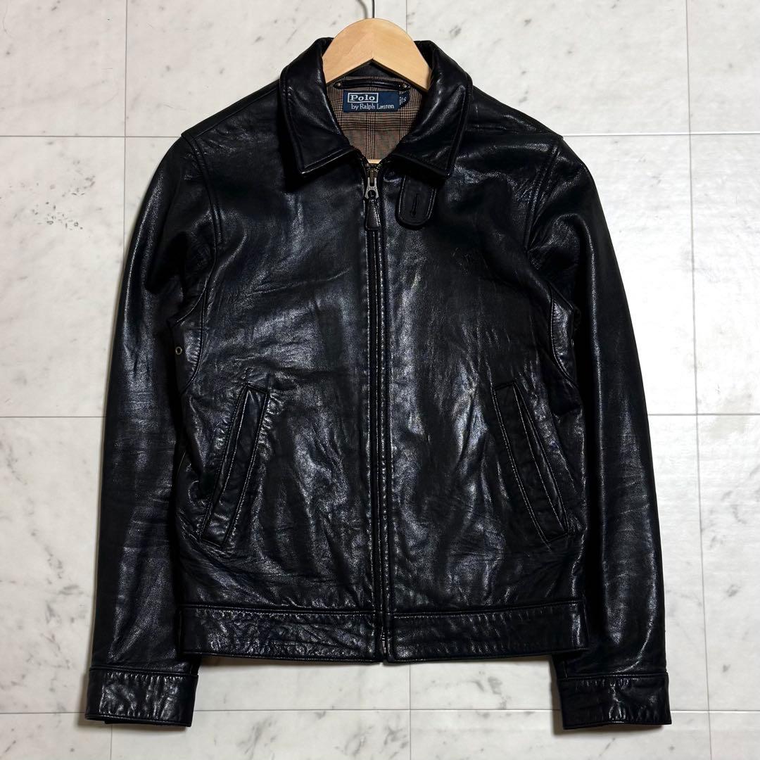 Polo by Ralph Lauren ラムレザージャケット ブラック SS・Polo By Ralph Lauren
