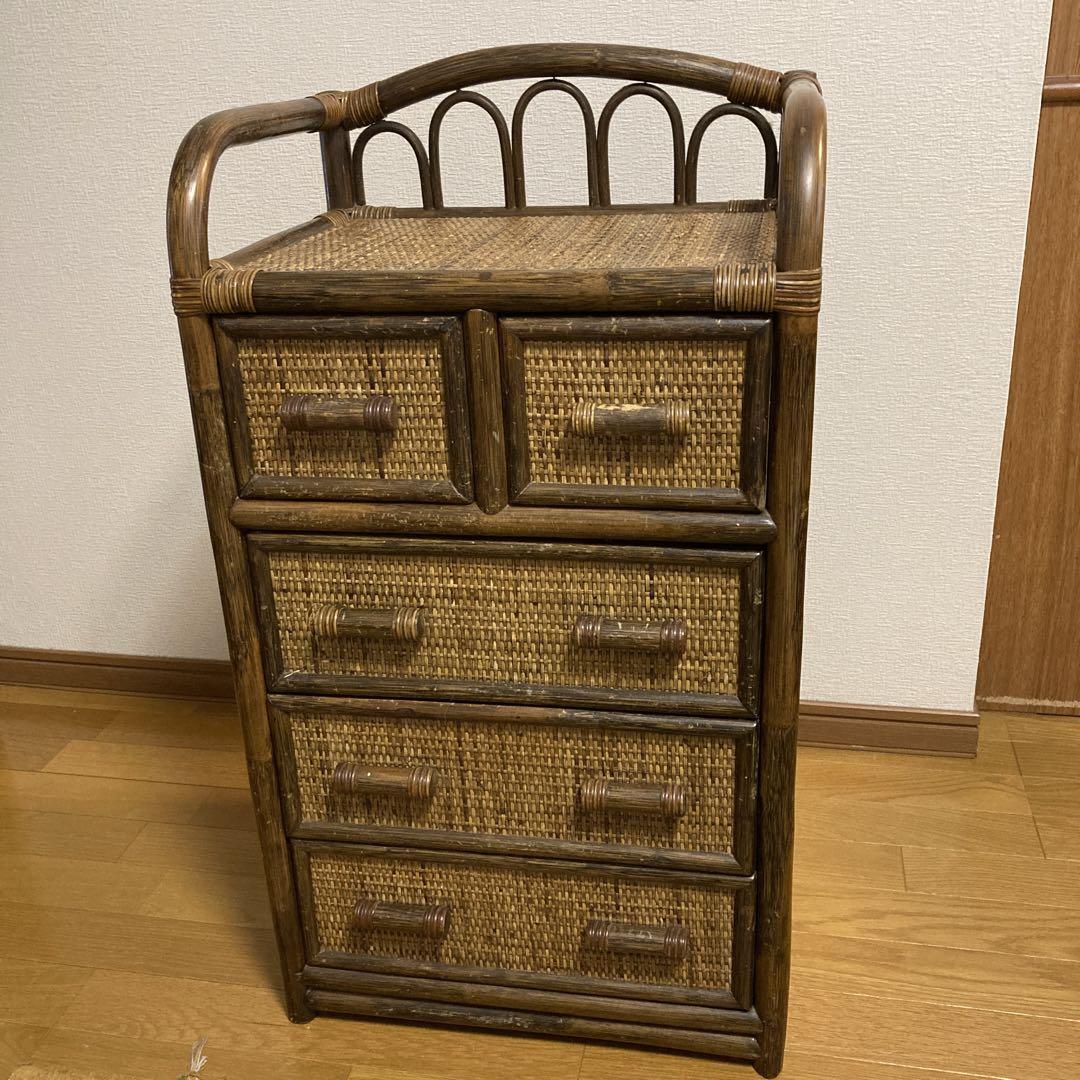 ラタン籐小型チェスト