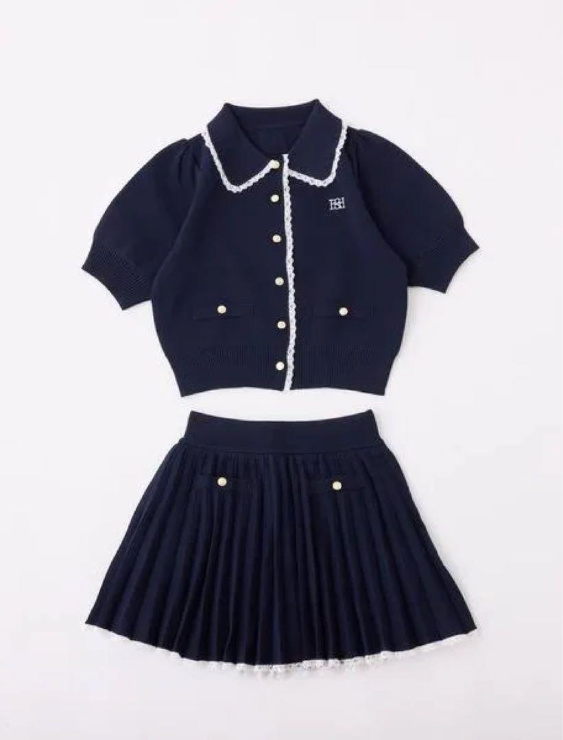 ポロ襟半袖ニットセットアップ NICE CLAUP