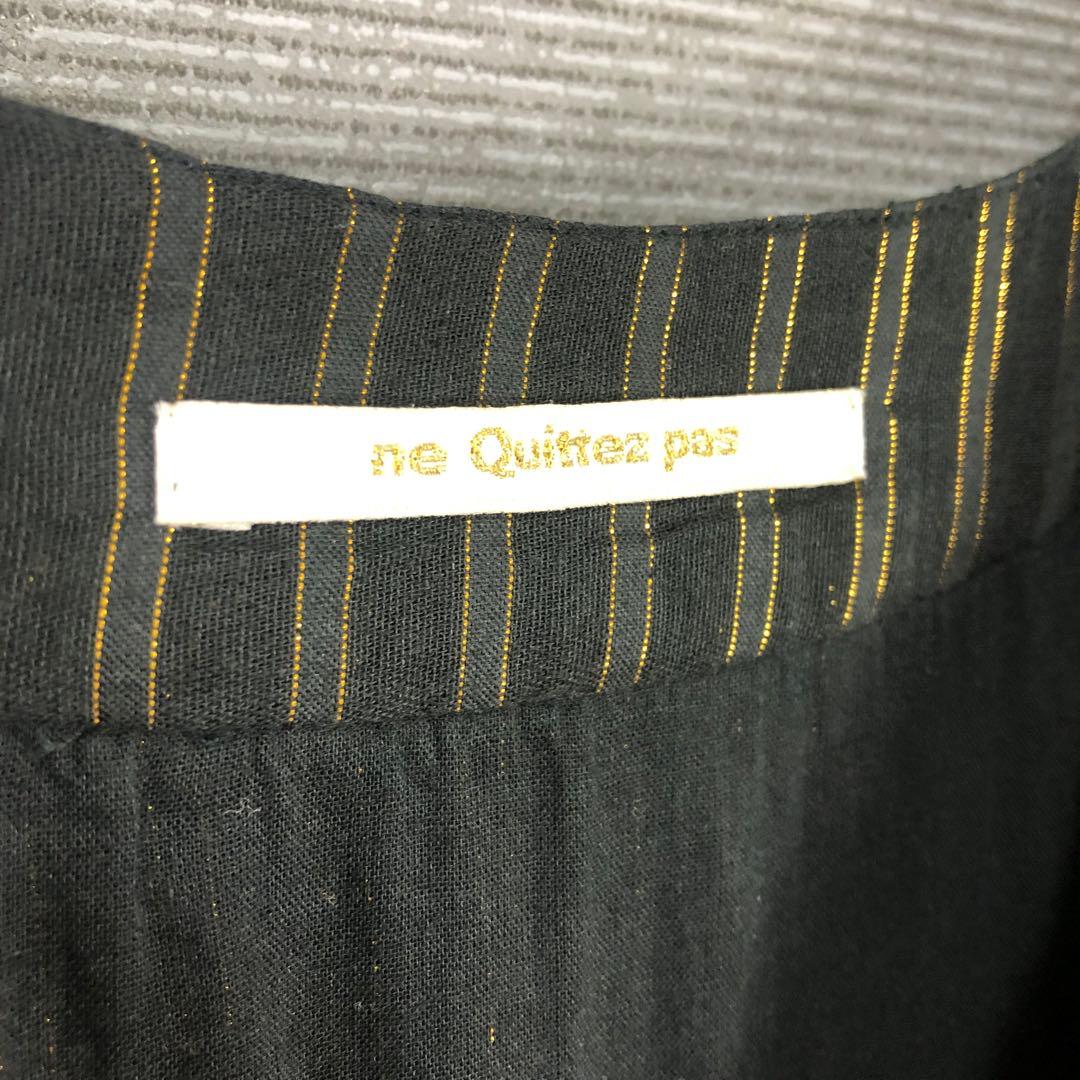 ne Quittez pas ルレックスストライプティアードドレス S ブラック ne Quittez pas ルレックスストライプティアードドレス S ブラック