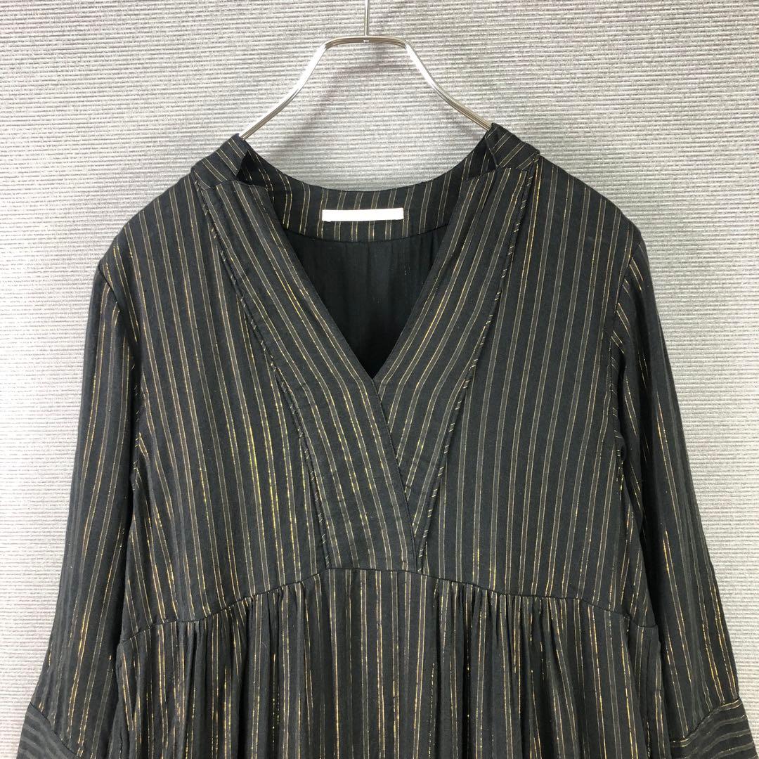 ne Quittez pas ルレックスストライプティアードドレス S ブラック ne Quittez pas ルレックスストライプティアードドレス S ブラック