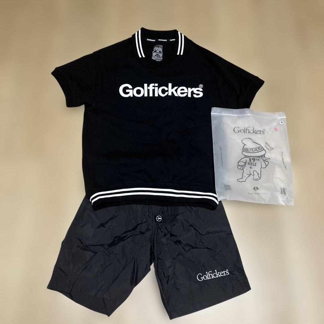 Golfickers シャツ&ナイロン ハーフパンツ M BK セットアップ