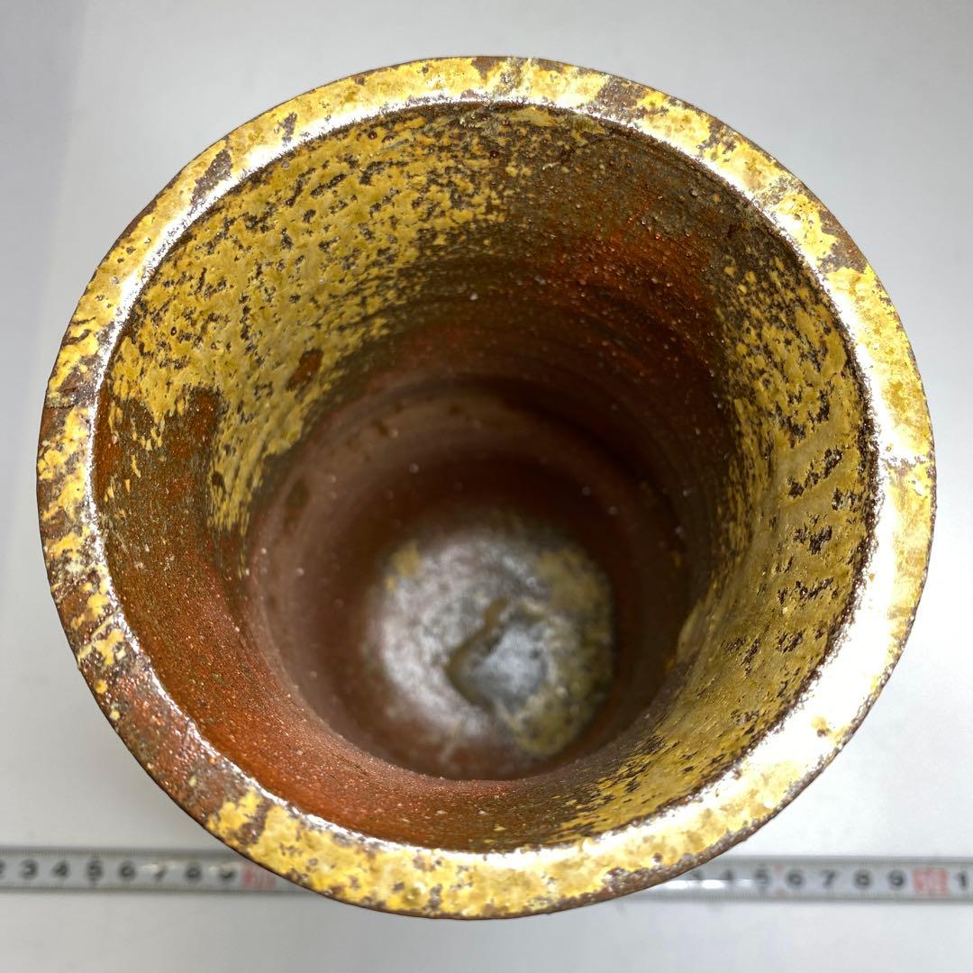 藤原啓　備前花入　共箱　タカサ　高さ21cm 東N7-0930①