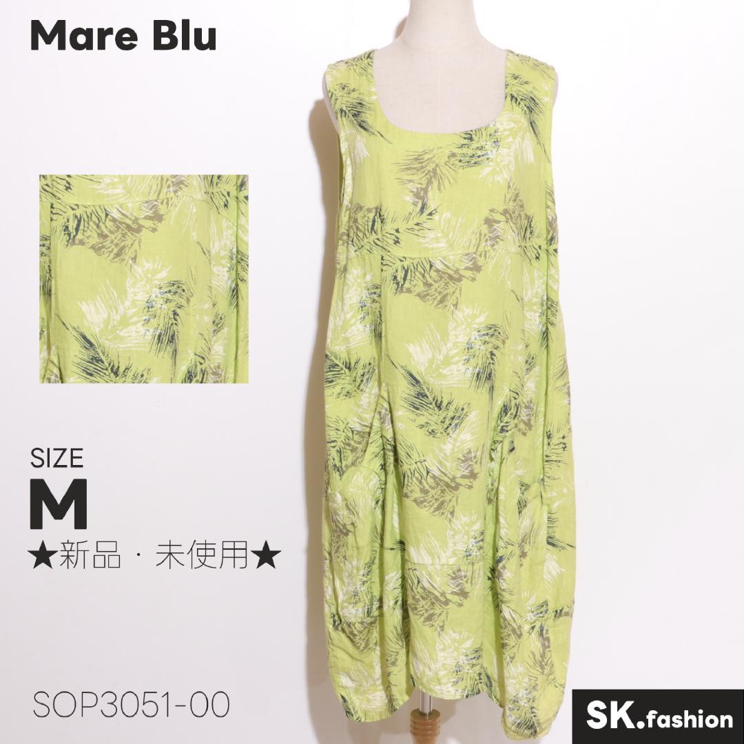 ★新品・未使用★マーレブルー ワンピース　ロング丈　ノースリーブ　リネン　総柄