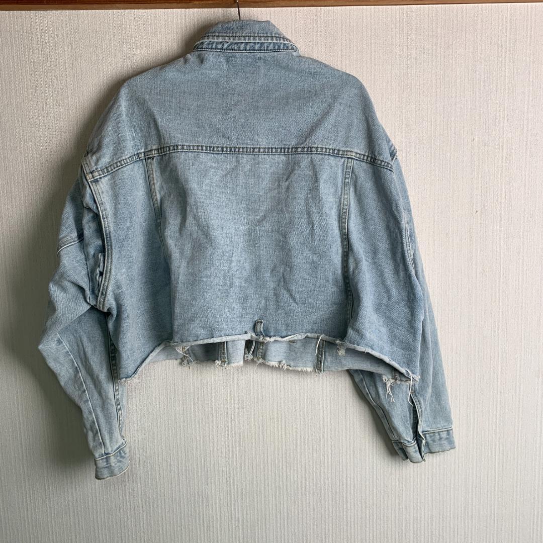ライトブルー クロップドデニムジャケット ZARA クロップドデニムジャケット ライトブルー - メルカリ