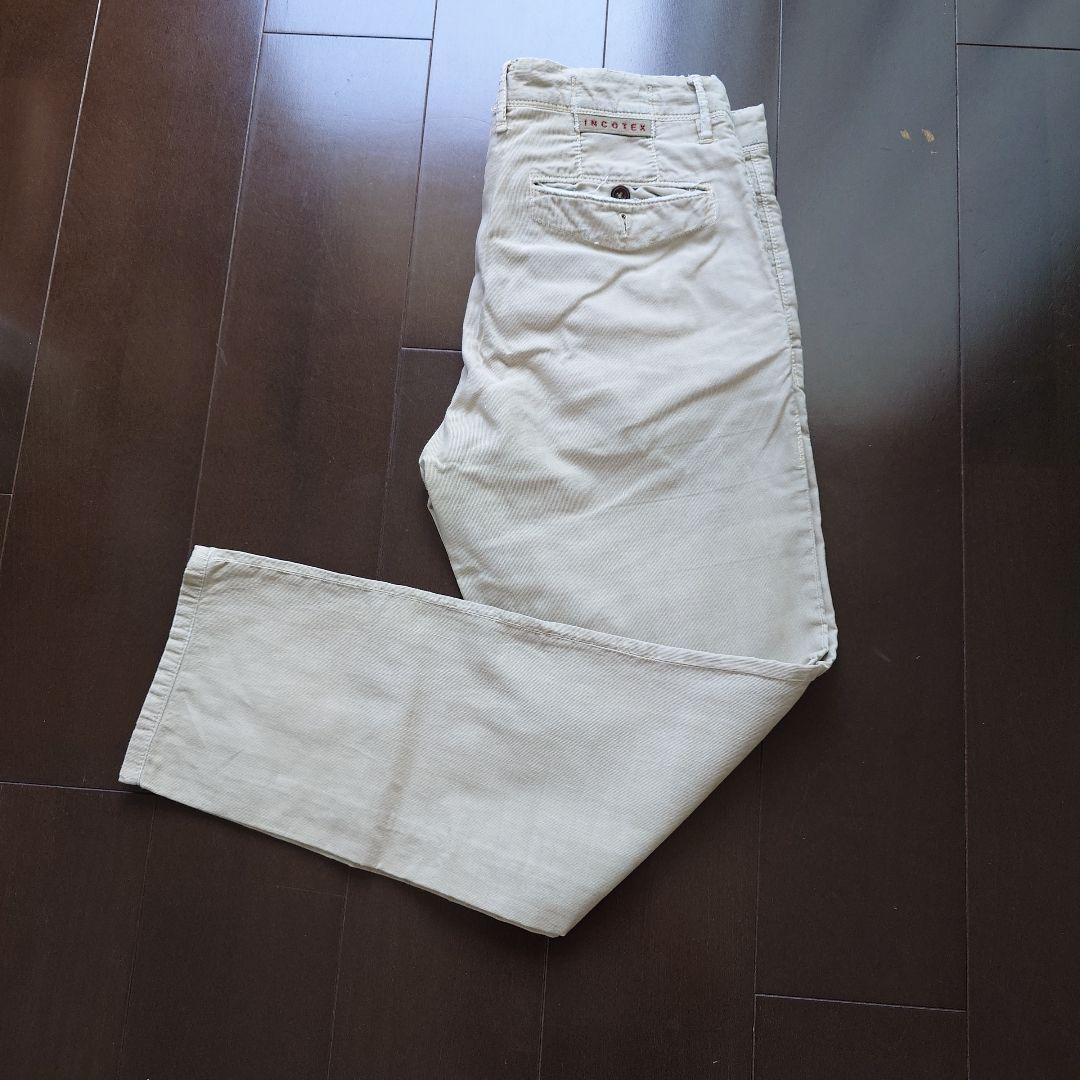 INCOTEX チノパン ホワイト 33 INCOTEX（インコテックス）SLIM FIT ガーメントダイストレッチ