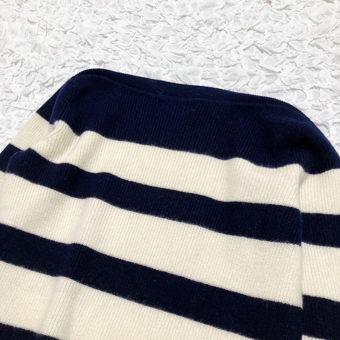 【美品　カシミヤ100%】ダーマコレクション　ニット　ボーダー　金ボタン　S