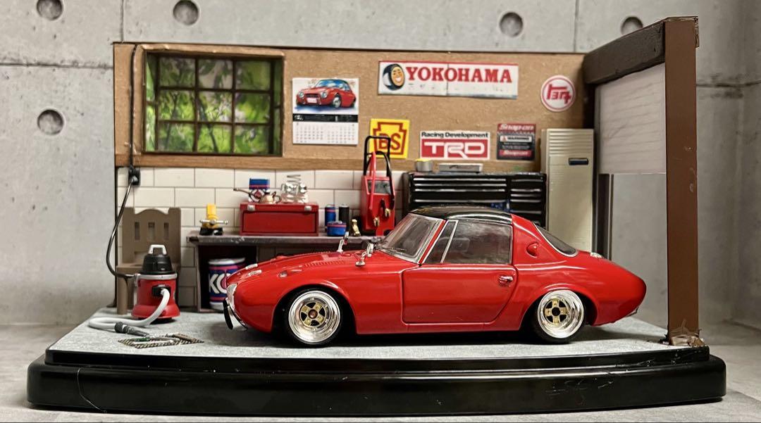 国産名車 1/24 クラウン カスタム ガレージ ジオラマ 旧車