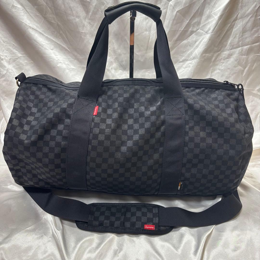 【極美品】SUPREME チェッカー柄 ダッフルバッグ ボストン BOXロゴ 黒