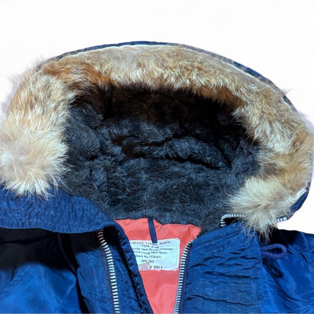 ゴールデンフリース古着N-3Bフライトジャケットネイビー紺ナイロンジャケット44L