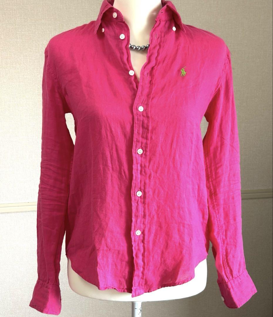 【美品】POLO ラルフローレン リネンシャツ ピンク 即完売！！大人気！！
