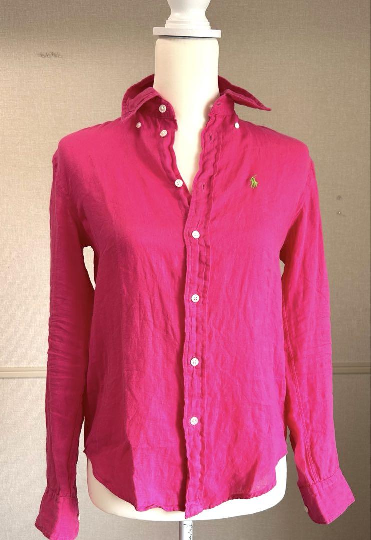 【美品】POLO ラルフローレン リネンシャツ ピンク 即完売！！大人気！！