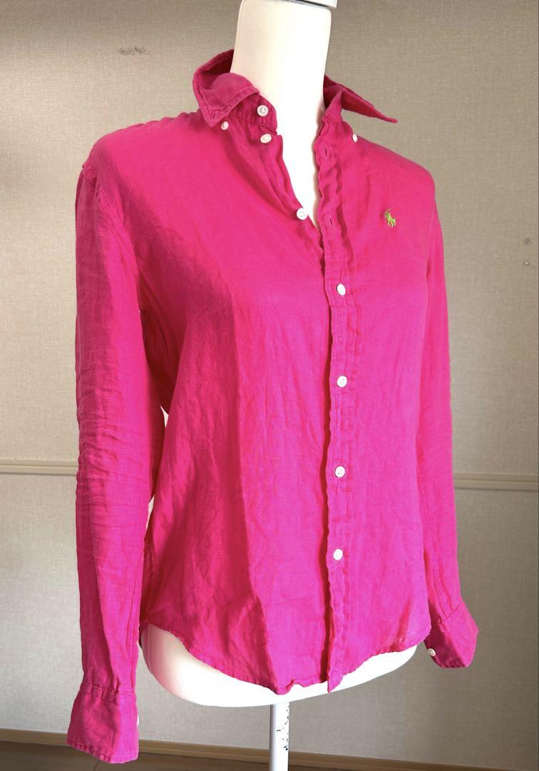 【美品】POLO ラルフローレン リネンシャツ ピンク 即完売！！大人気！！