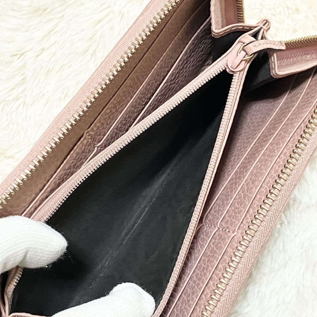 GUCCI ラウンドファスナー　長財布　GG シマ　キャンバス