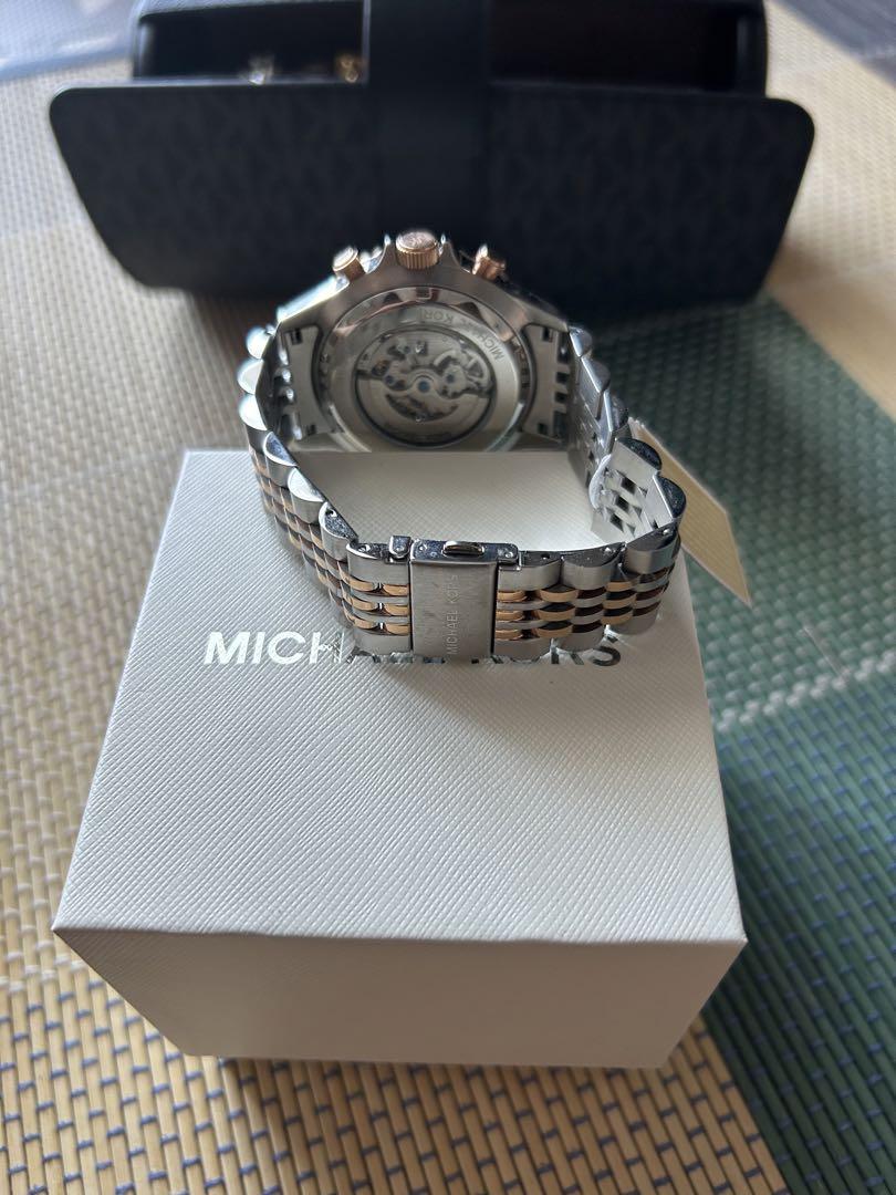 Michael Kors 自動巻き クロノグラフ 時計 シルバー/ローズ