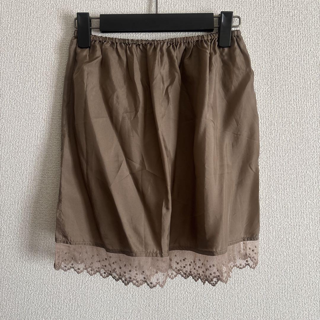 FOXEY 半袖ブラウンニットワンピース 40 ペチコート付き FOXEY 半袖ブラウンニットワンピース 40 ペチコート付き