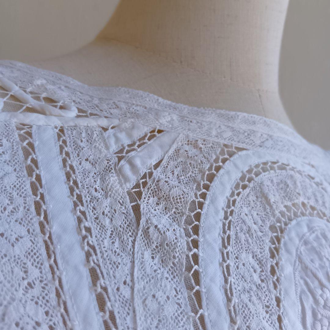 DAMA collection 刺繍カットソー ブラウス 花 ピンタック 綿