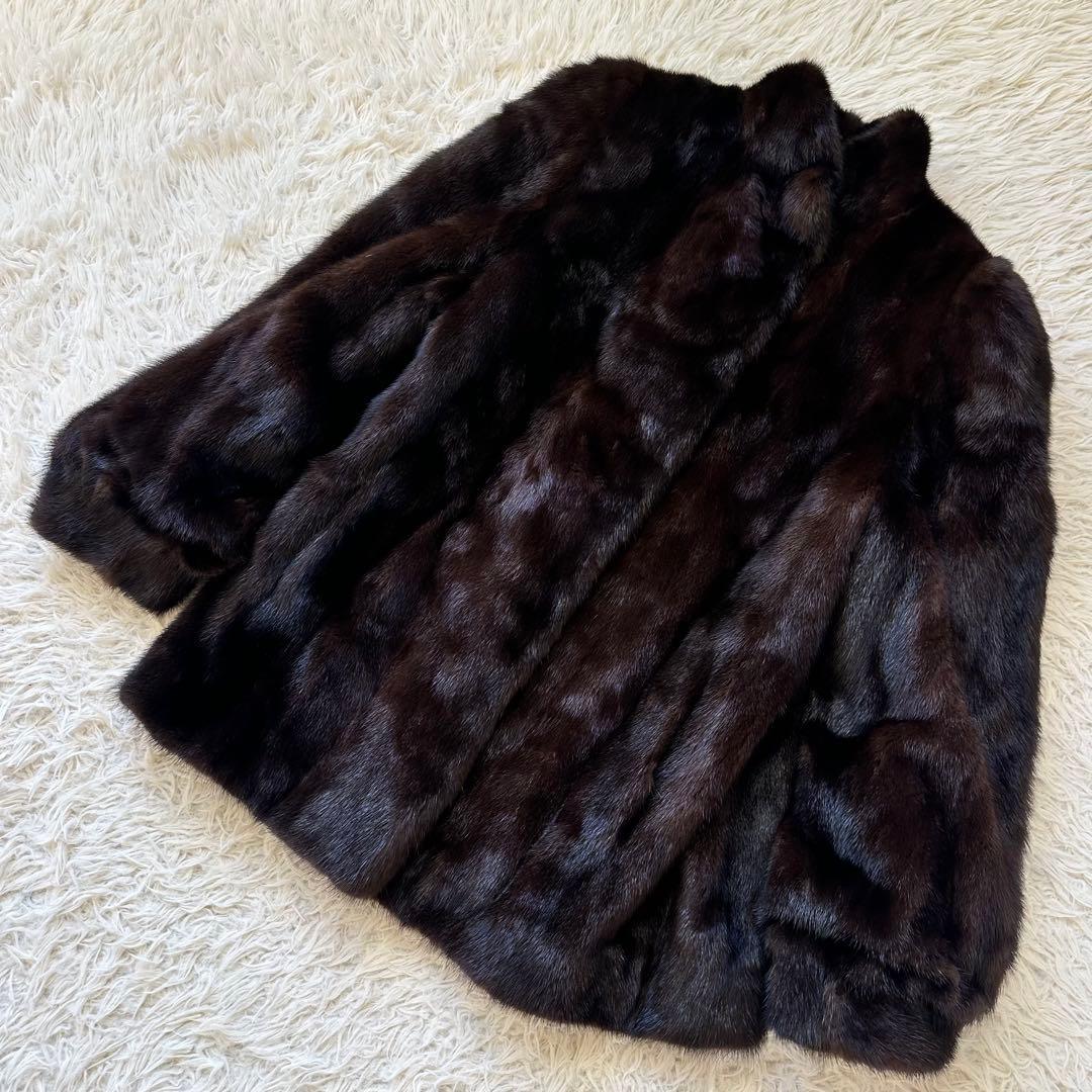 SAGA サガミンク 毛皮コート 銀タグ ファー ブラウン 大きいサイズXL LL SAGA FURS