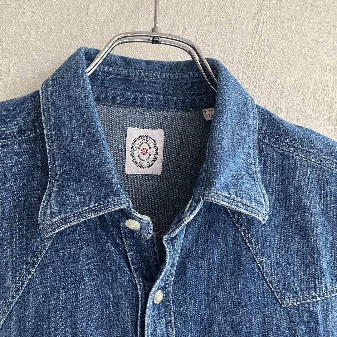 BEAMS f 別注 Bolzonella ウエスタンデニムシャツ ボルゾネッラ
