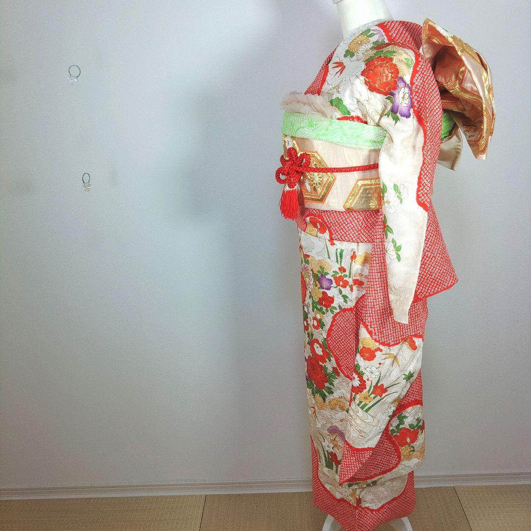 お歳暮 結婚式 成人式 8点 振袖フルセット 格安！ 前撮り 総 オレンジ 着物・浴衣