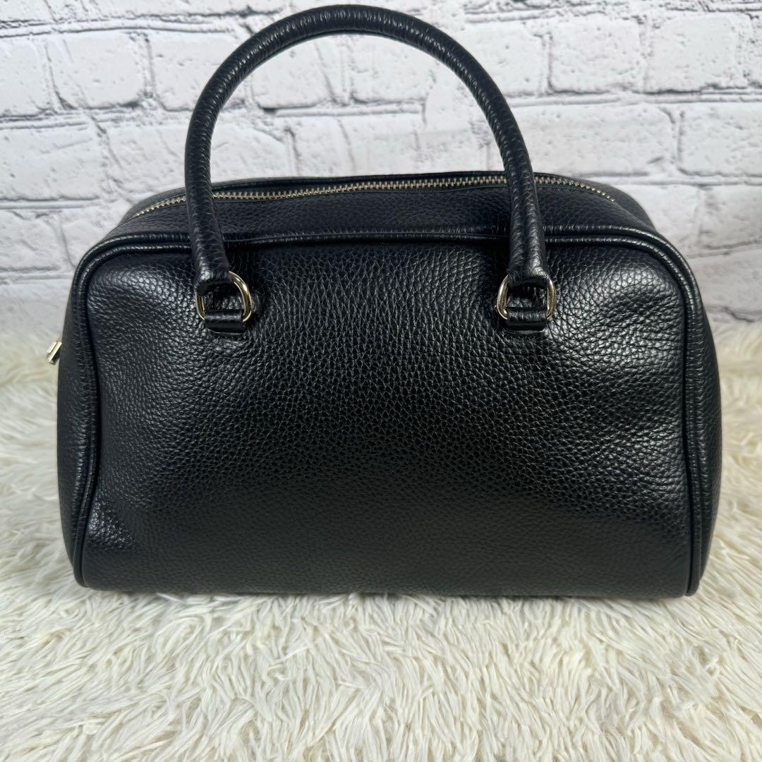美品 クリスチャンヴィラ 2way ミニボストンバッグ クロスボディ 黒 シボ革 画像3