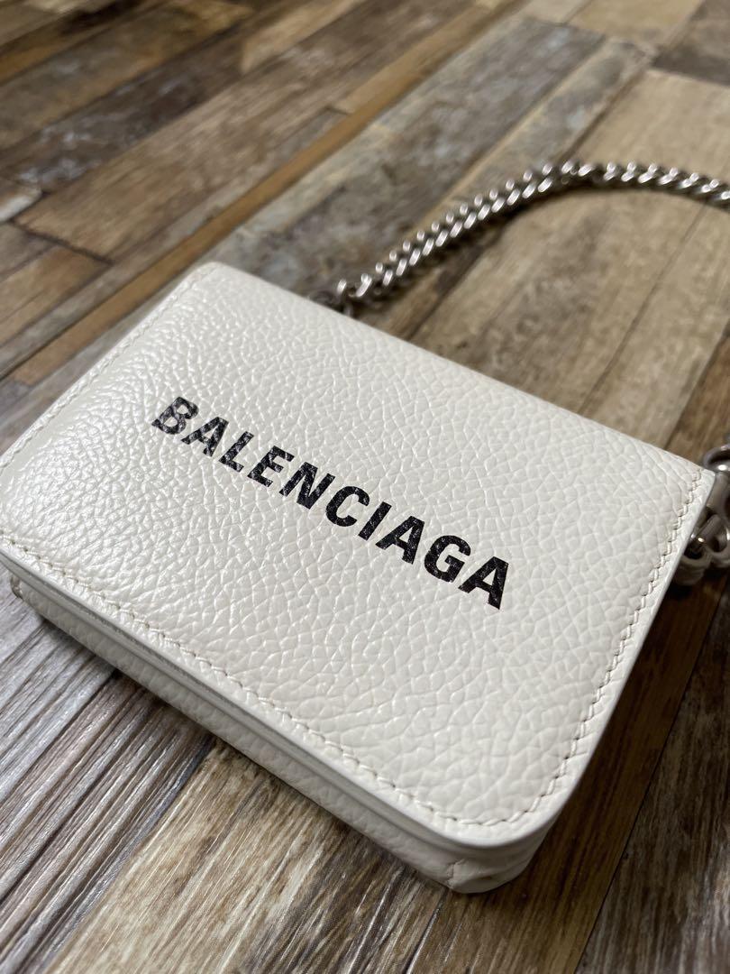 21ss「BALENCIAGA」White Mini Chain Wallet