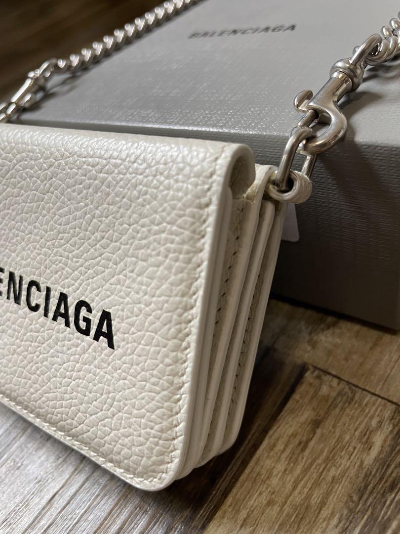 21ss「BALENCIAGA」White Mini Chain Wallet