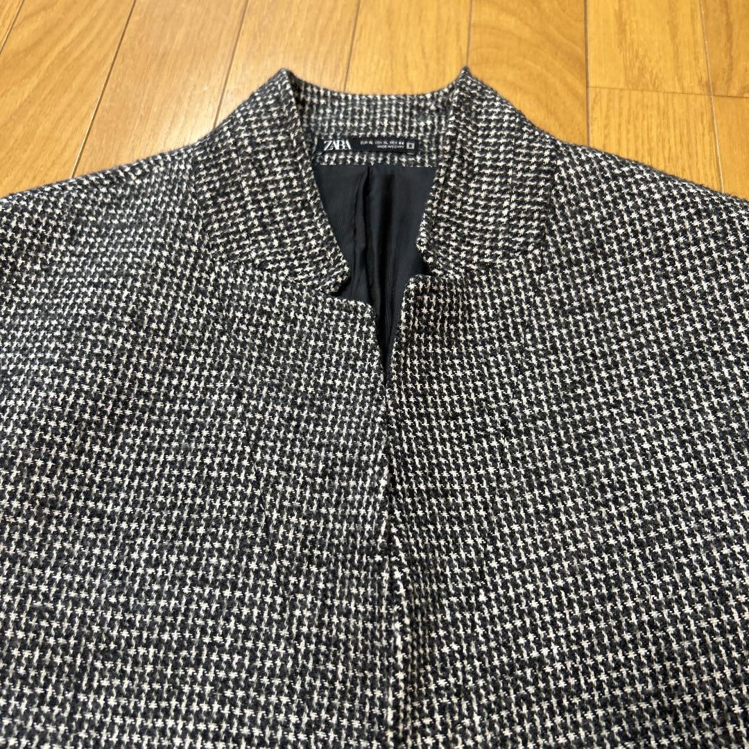 ZARA チェスターコート XLサイズ ブラック・ホワイトチェック