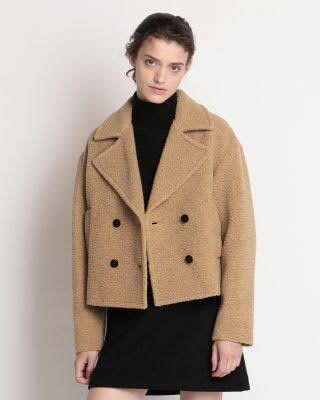 美品 Theory 22AW TEDDY FLEECE Pコート ライトココア