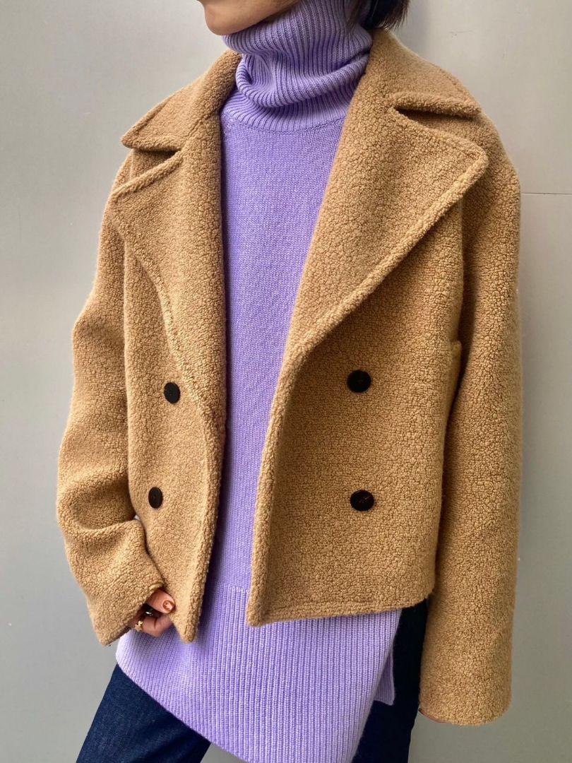 美品 Theory 22AW TEDDY FLEECE Pコート ライトココア