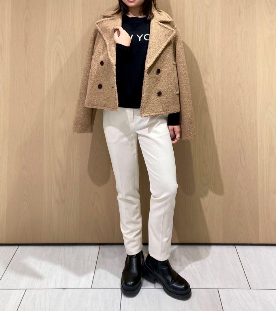 美品 Theory 22AW TEDDY FLEECE Pコート ライトココア