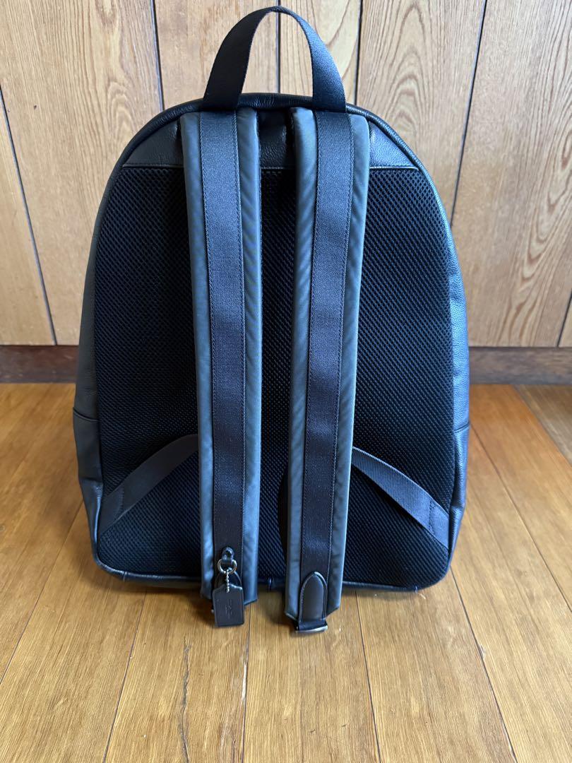 COACH チェック柄リュック 黒・えんじ色