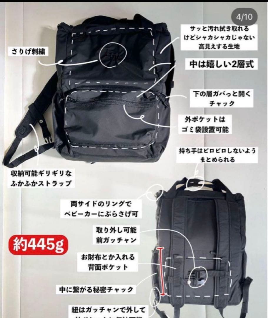 【新品タグ付き】little weekend マザーズリュック ブラック リトルウィークエンド リュック マザーズバッグ ブラック Little