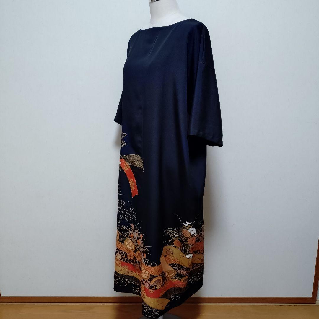 着物リメイク　七分袖ワンピース　留袖