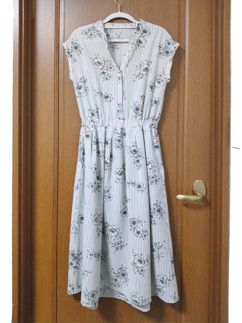 極美品】IENA ストライプフラワースキッパーシャツワンピース