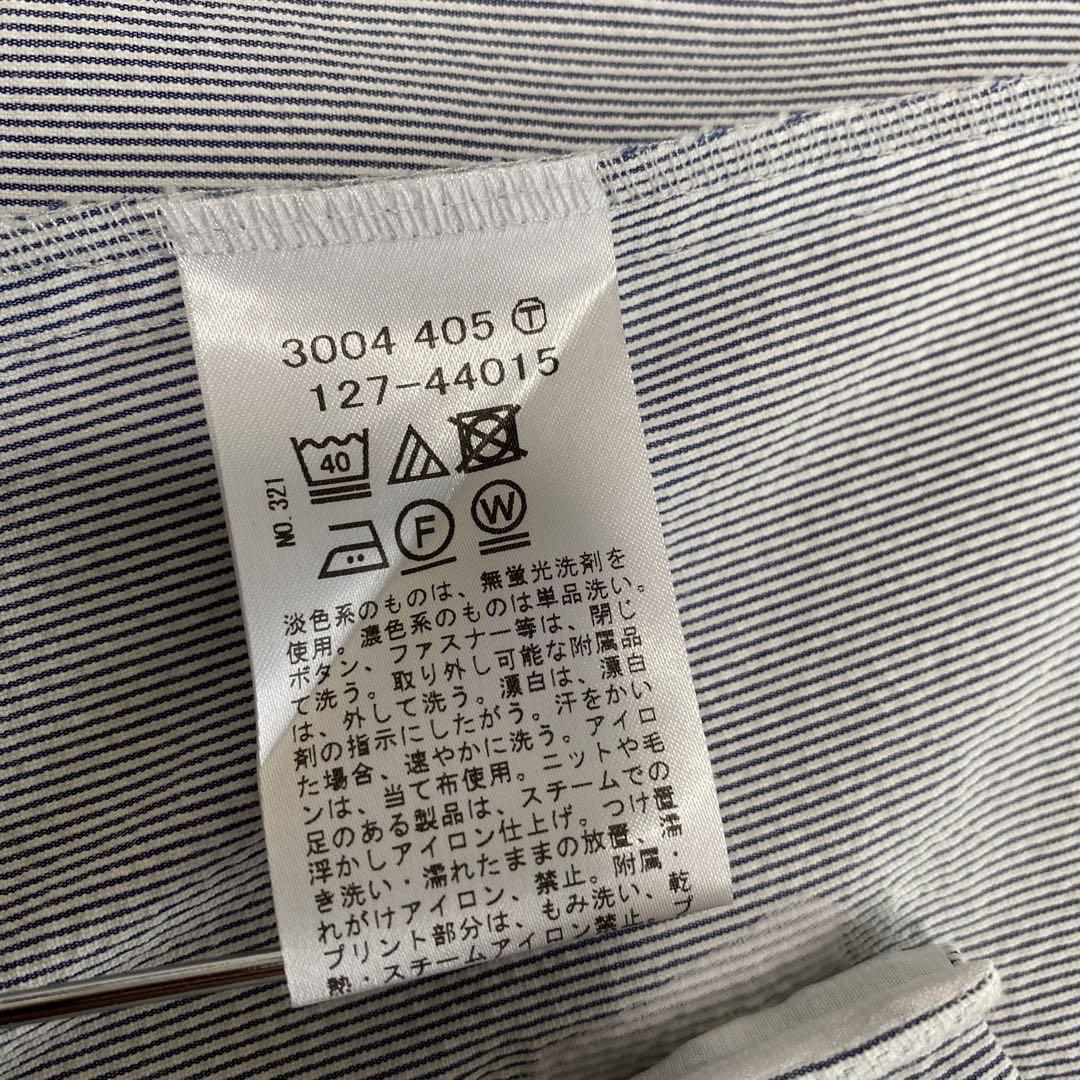 インディヴィ ノーカラー Vカラー ジャケット 36 ブルー