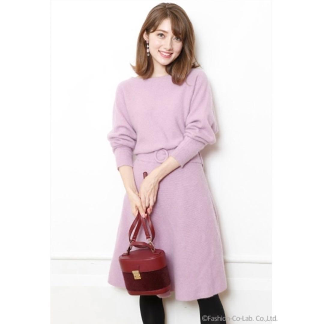 Apuweiser-riche FOX混ドルマンニットフレアワンピース