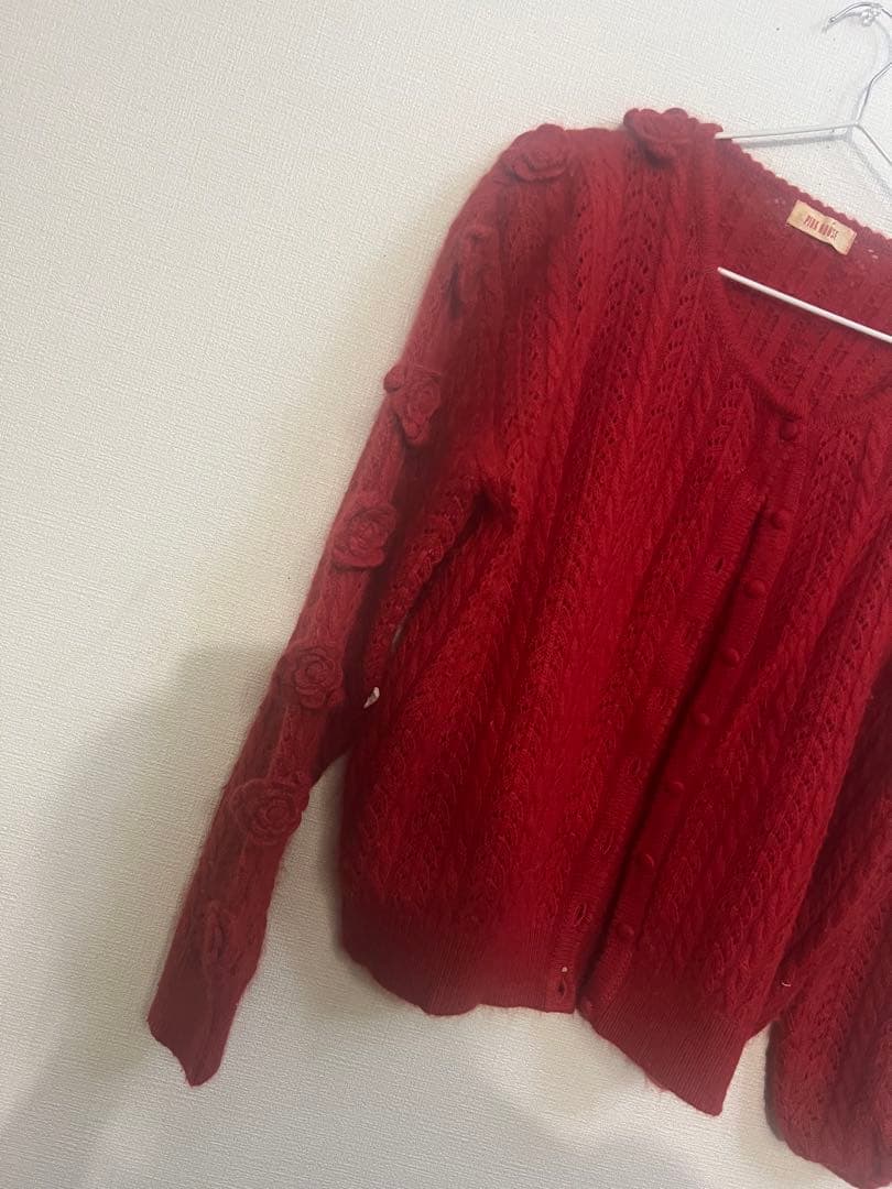 ピンクハウス 薔薇モチーフ付き カーディガン ピンクハウス 薔薇モチーフ付き カーディガン