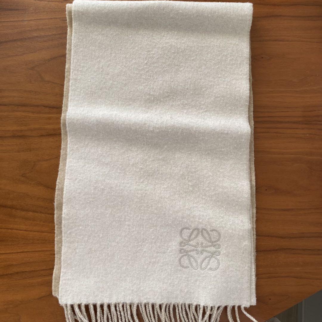 LOEWE ロエベ バイカラースカーフ(ウール＆カシミヤ) アイボリー/サンド バイカラー スカーフ（ウール&カシミヤ） ベージュ - LOEWE
